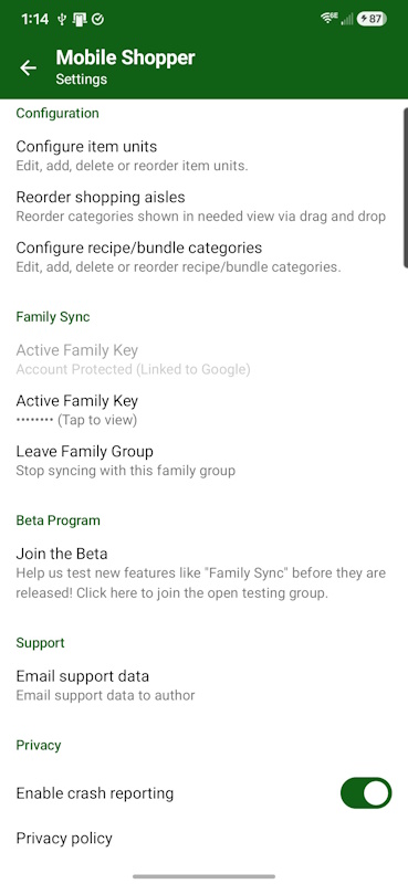 Settings View 2